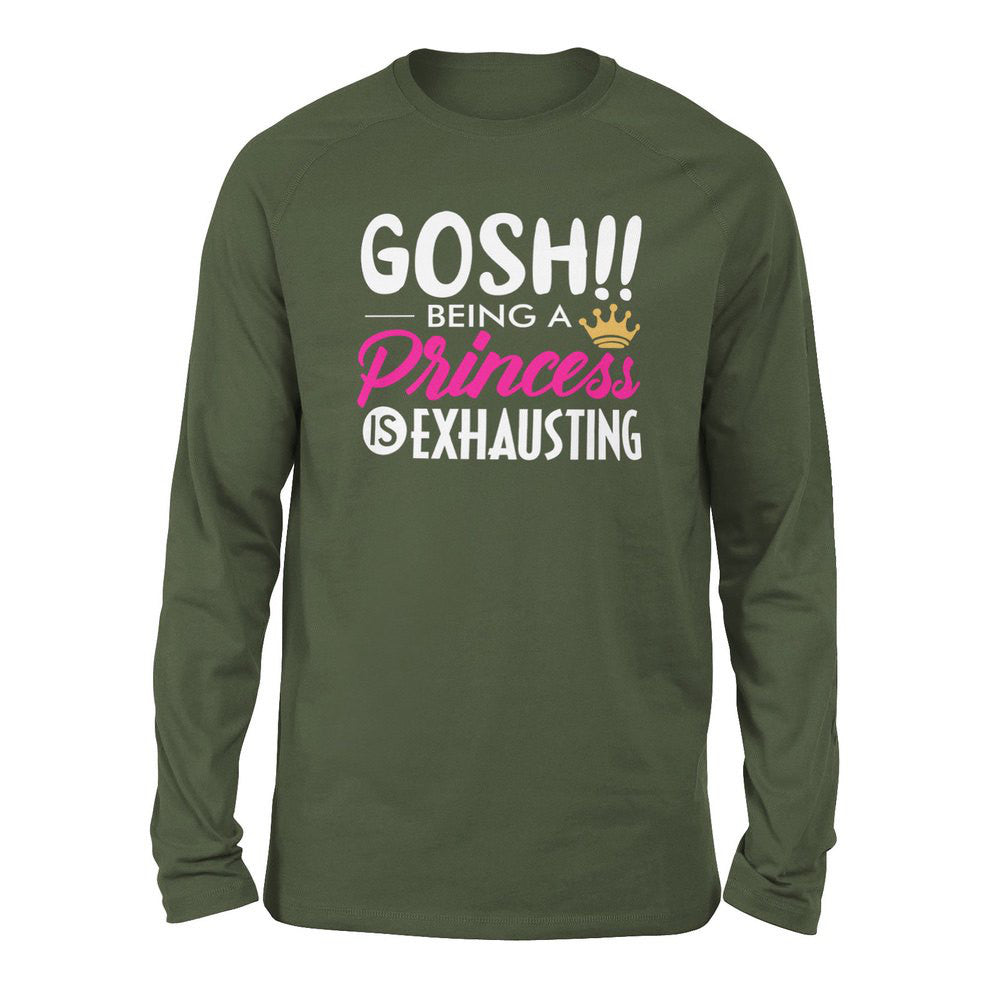 Gosh!! Being A Pricess Is Exhausting Men/Unisex Drop Shoulder Sweatshirt in Military Green color