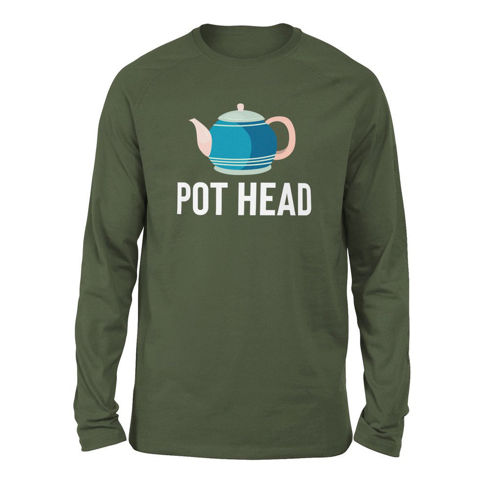 Pot Head Men/Unisex Drop Shoulder Sweatshirt in Military Green color