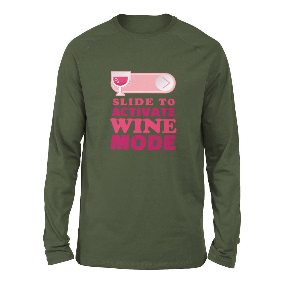 Swipe Right For Wine Mode Men/Unisex Drop Shoulder Sweatshirt in Military Green color