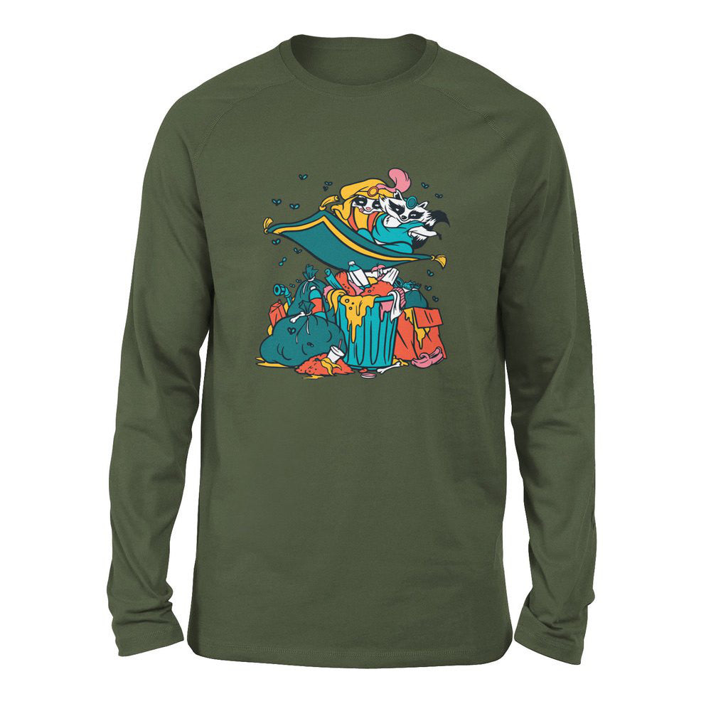 Raccoon Flying Aladdin Men/Unisex Drop Shoulder Sweatshirt in Military Green color
