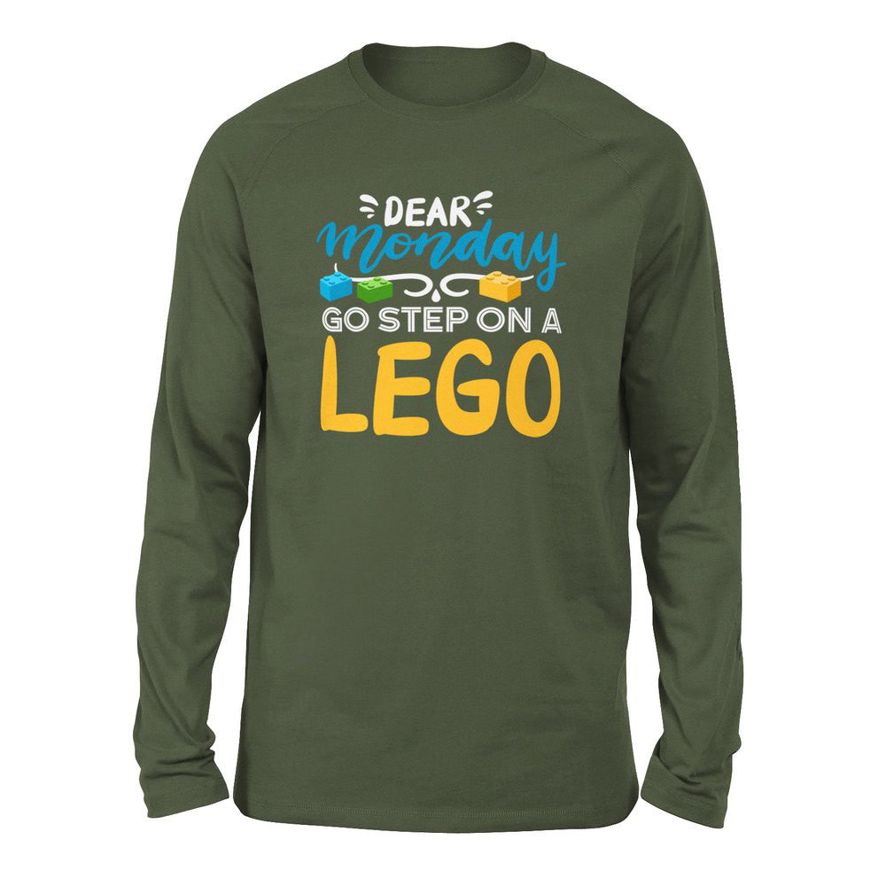 Dear Monday, Go Step On A Lego Men/Unisex Drop Shoulder Sweatshirt in Military Green color
