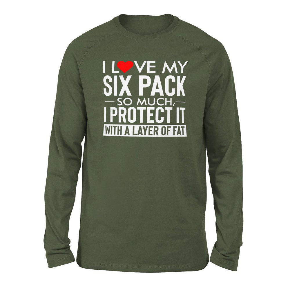 I Love My Six Pack So Much, I Protect It With A Layer Of Fat Men/Unisex Drop Shoulder Sweatshirt in Military Green color