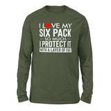 I Love My Six Pack So Much, I Protect It With A Layer Of Fat Men/Unisex Drop Shoulder Sweatshirt in Military Green color