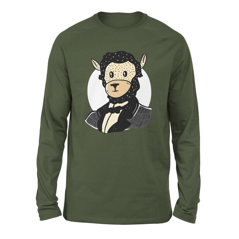 Lincoln Llama Men/Unisex Drop Shoulder Sweatshirt in Military Green color