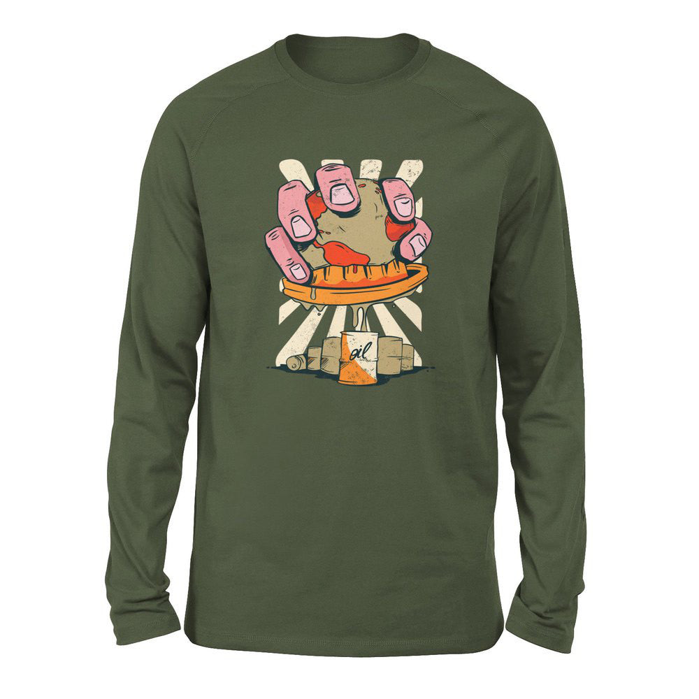 Planet Oil Squeezer Men/Unisex Drop Shoulder Sweatshirt in Military Green color