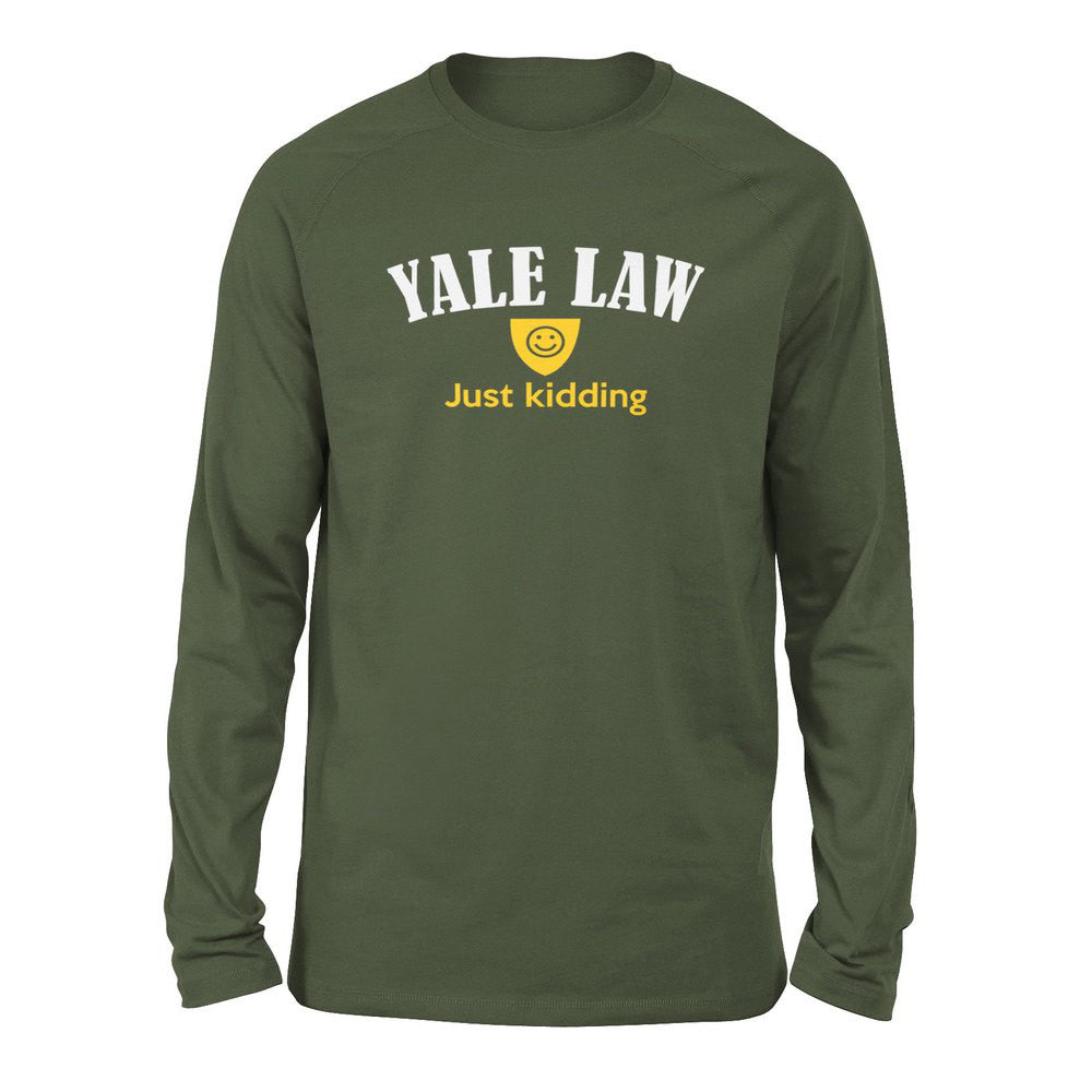 Yale Law, Just Kidding Men/Unisex Drop Shoulder Sweatshirt in Military Green color