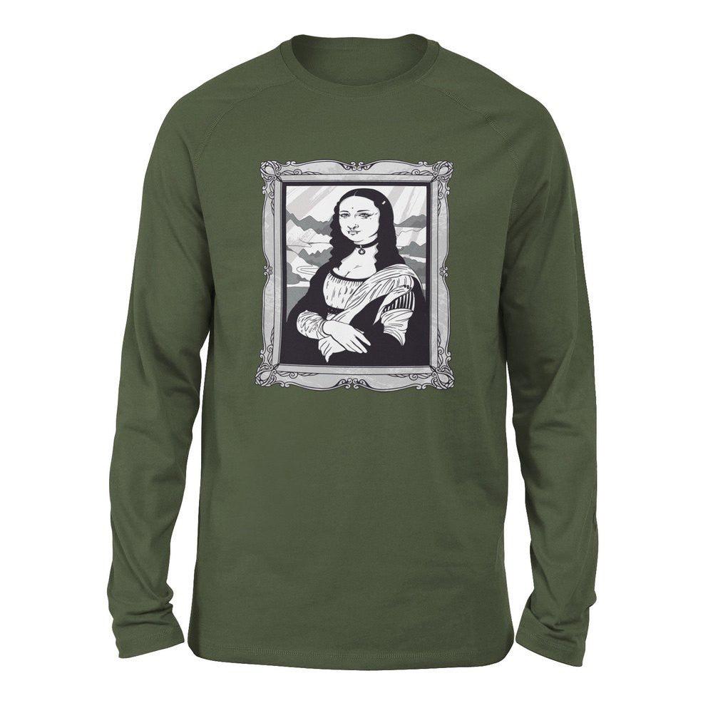 Gothic Monalisa Men/Unisex Drop Shoulder Sweatshirt in Military Green color