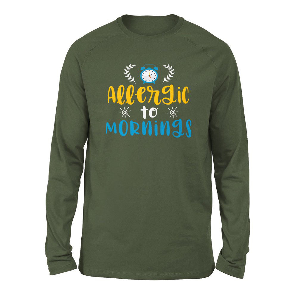 Allergic To Mornings Men/Unisex Drop Shoulder Sweatshirt in Military Green color