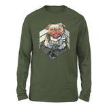 Lifeline Pug Apex Gamer Men/Unisex Drop Shoulder Sweatshirt in Military Green color