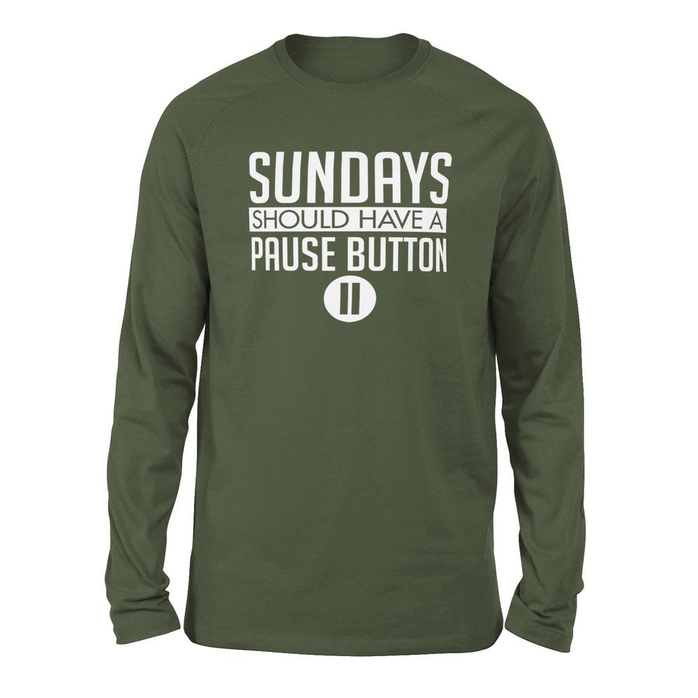 Sundays Should Have A Pause Button Men/Unisex Drop Shoulder Sweatshirt in Military Green color
