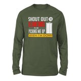 Shout Out To Elevators For Picking Me Up When I'm Down Men/Unisex Drop Shoulder Sweatshirt in Military Green color