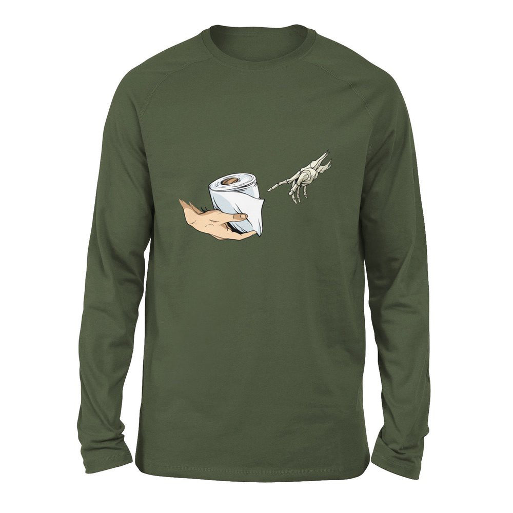 Creation Of Adam - Toilet Paper Men/Unisex Drop Shoulder Sweatshirt in Military Green color