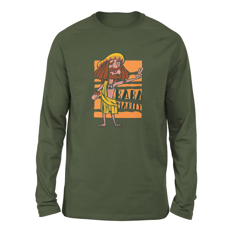 Indian Guru - Baba Marley Men/Unisex Drop Shoulder Sweatshirt in Military Green color