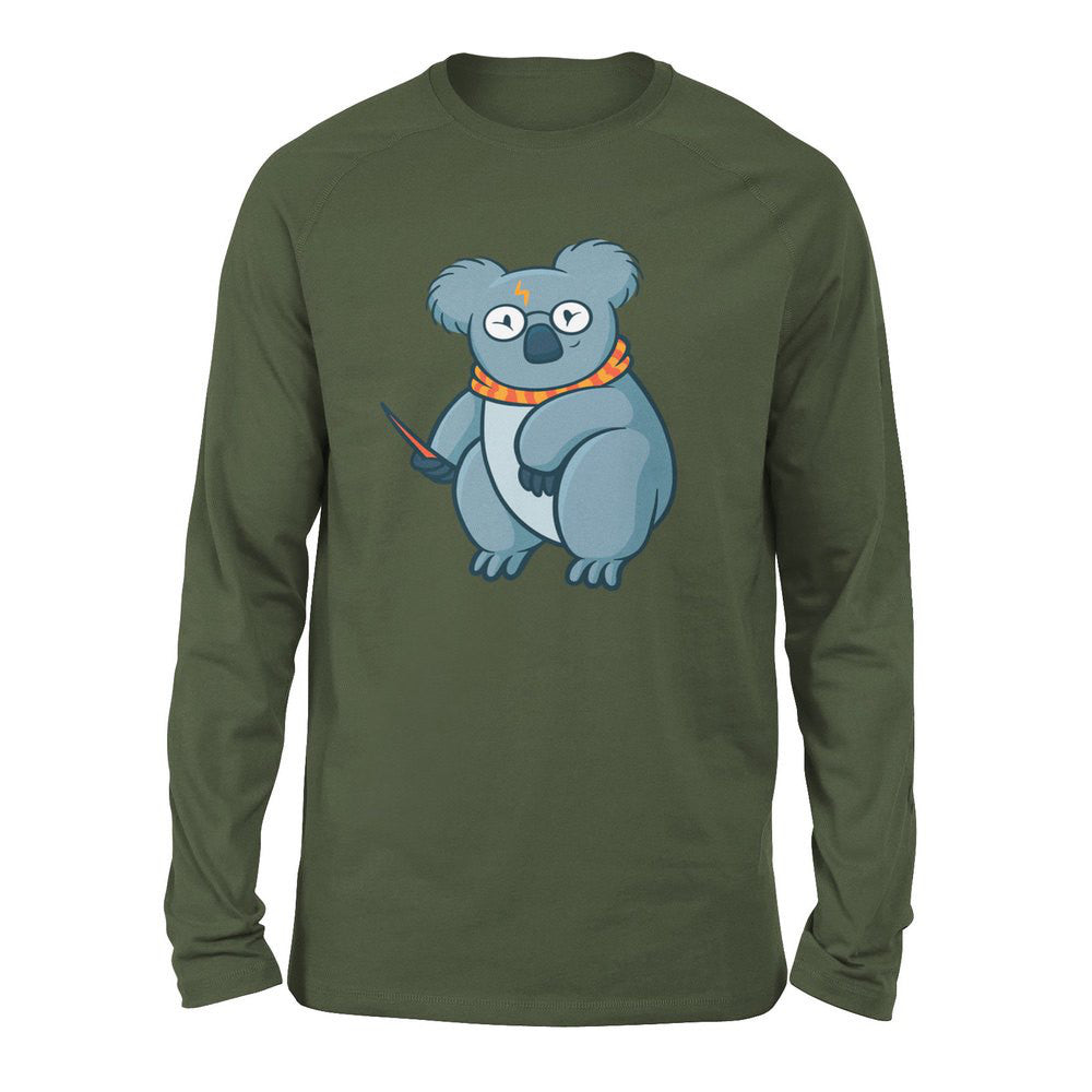 Koala Potter Men/Unisex Drop Shoulder Sweatshirt in Military Green color