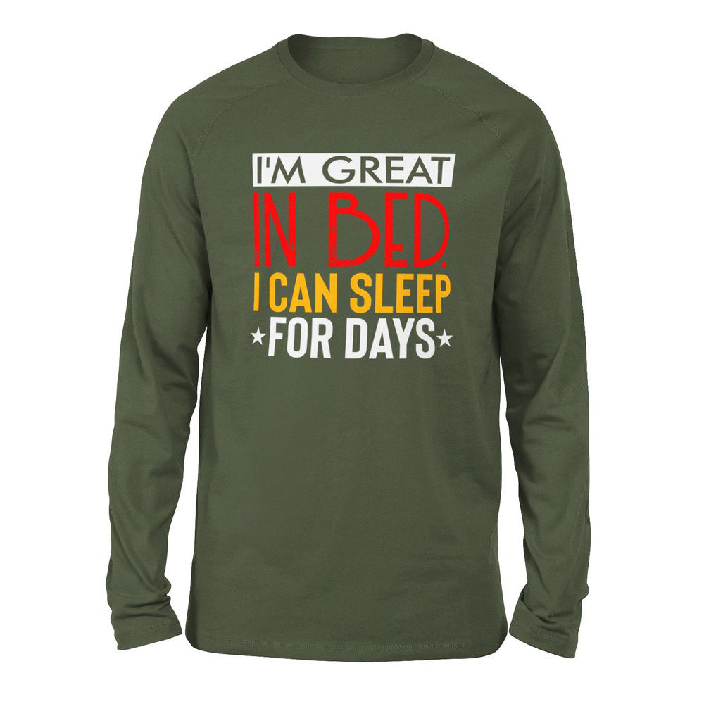 I'm Great In Bed, I Can Sleep For Days Men/Unisex Drop Shoulder Sweatshirt in Military Green color