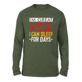 I'm Great In Bed, I Can Sleep For Days Men/Unisex Drop Shoulder Sweatshirt in Military Green color