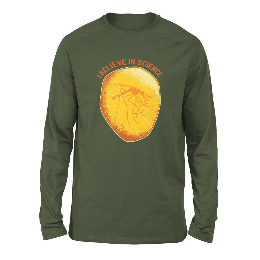 I Believe In Science Men/Unisex Drop Shoulder Sweatshirt in Military Green color