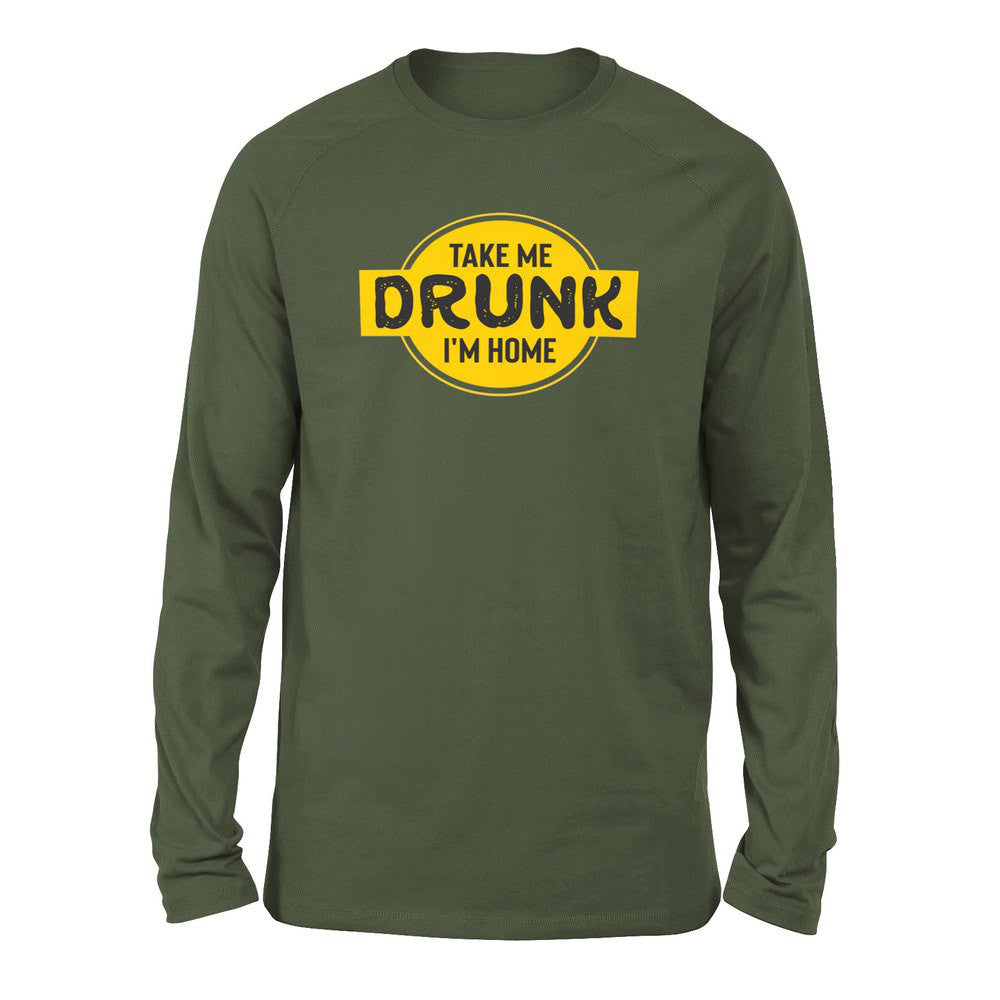 Take Me Drunk, I'm Home Men/Unisex Drop Shoulder Sweatshirt in Military Green color