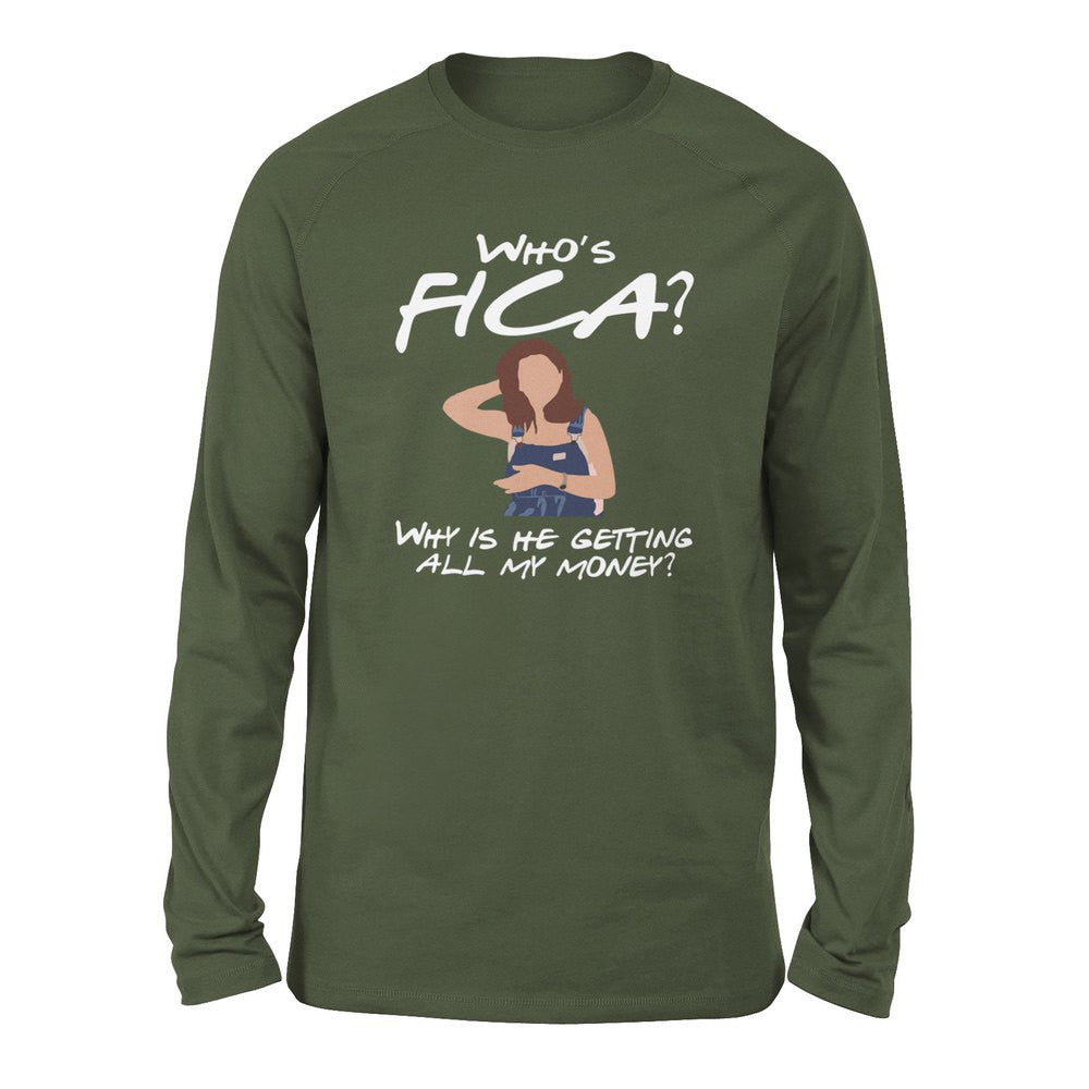Who's Fica, Why Is He Getting All My Money Men/Unisex Drop Shoulder Sweatshirt in Military Green color