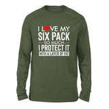 I Love My Six Pack And I Protect It With My Layer Of Fat Men/Unisex Drop Shoulder Sweatshirt in Military Green color