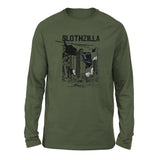 Slothzilla Men/Unisex Drop Shoulder Sweatshirt in Military Green color