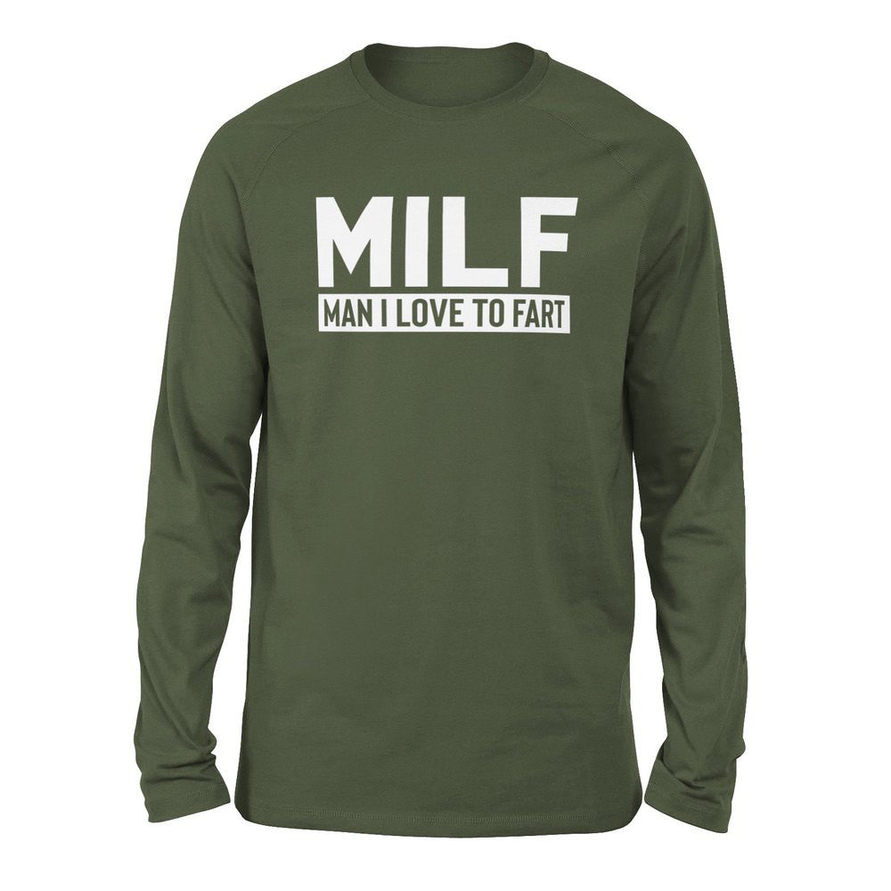 MILF - Man I Love To Fart Men/Unisex Drop Shoulder Sweatshirt in Military Green color