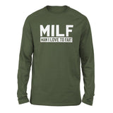 MILF - Man I Love To Fart Men/Unisex Drop Shoulder Sweatshirt in Military Green color