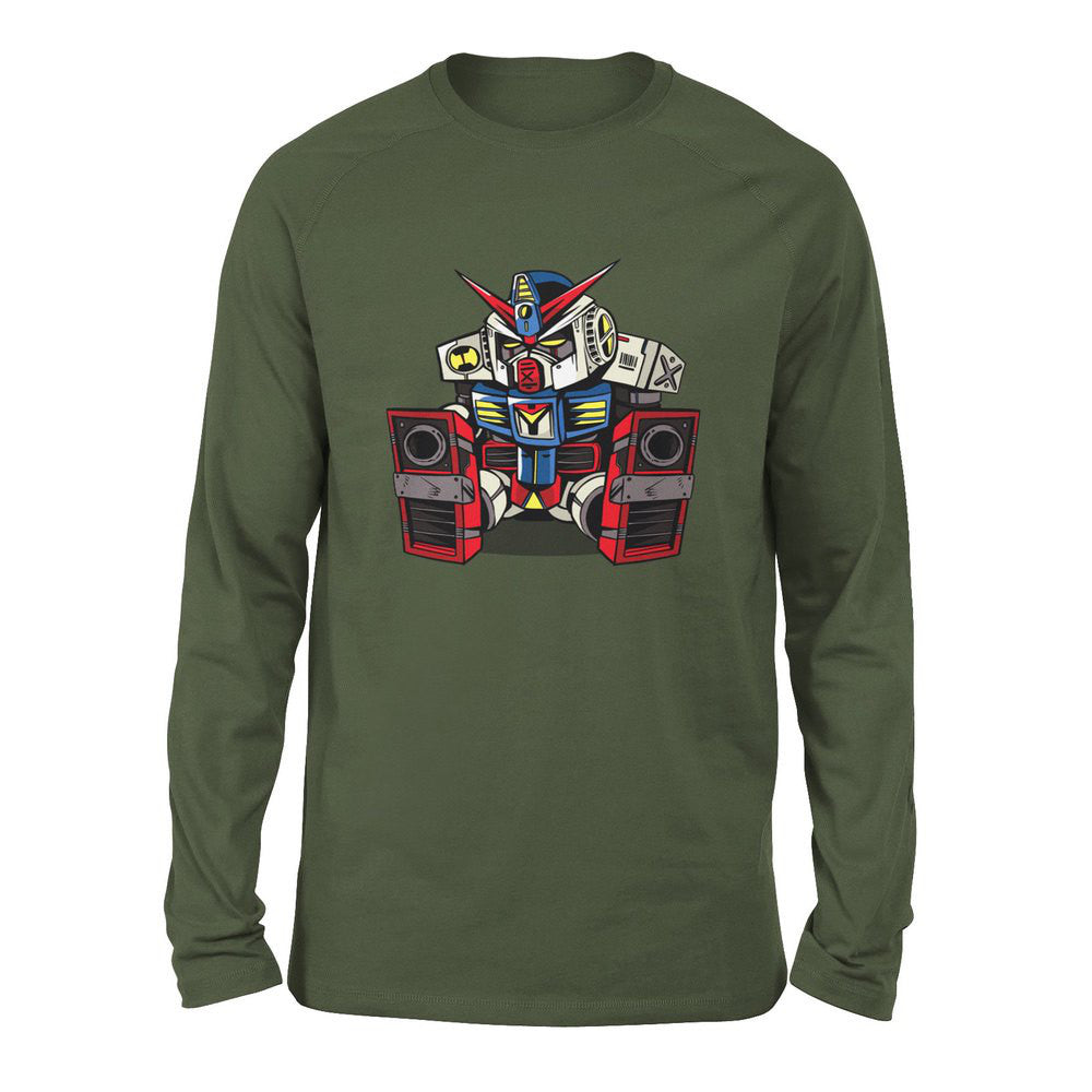 Sleepy Robot Men/Unisex Drop Shoulder Sweatshirt in Military Green color