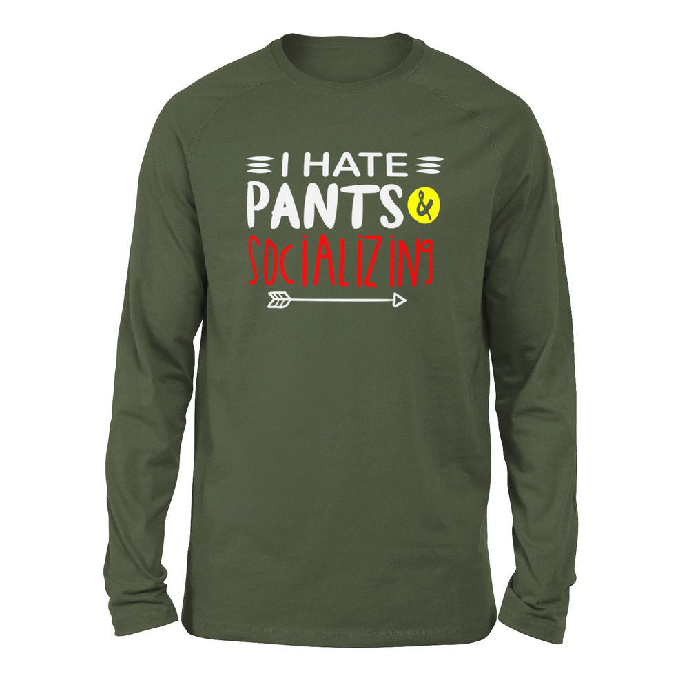 I Hate Pants & Socializing Men/Unisex Drop Shoulder Sweatshirt in Military Green color