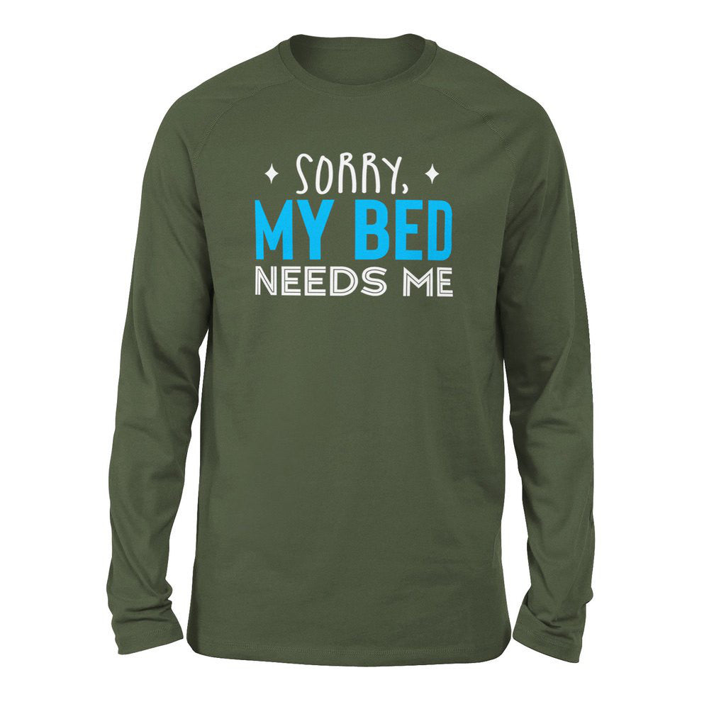 Sorry, My Bed Needs Me Men/Unisex Drop Shoulder Sweatshirt in Military Green color