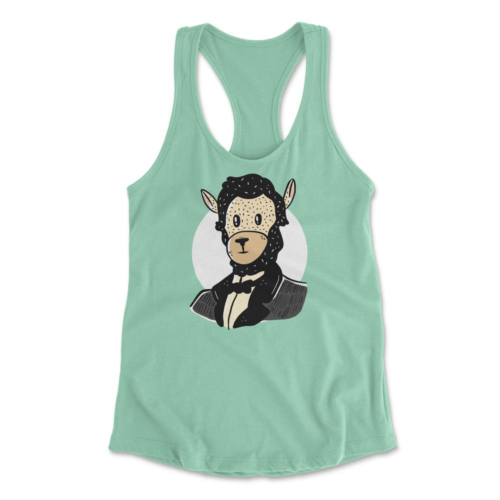 Lincoln Llama Womens Racerback Tank in Mint color