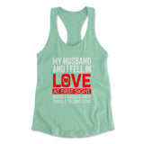 My Husband And I Fell In Love At First Sight Womens Racerback Tank in Mint color
