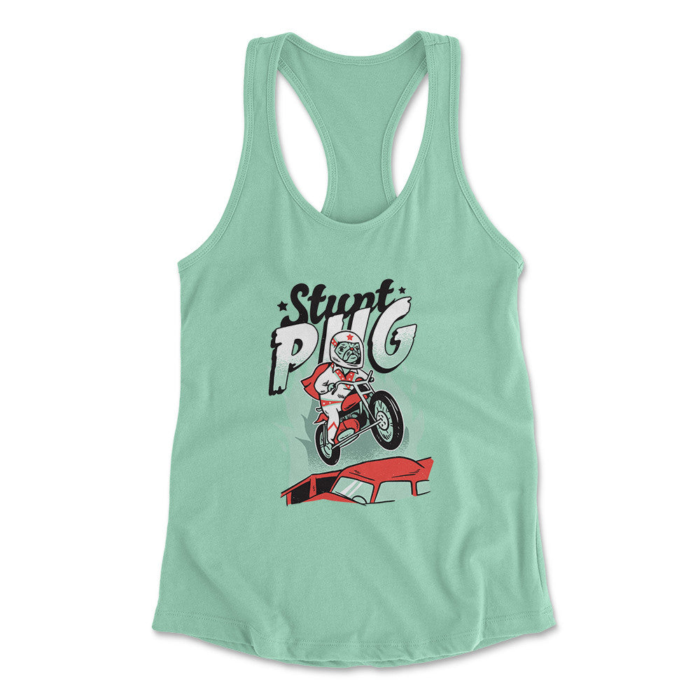 Stunt Pug Womens Racerback Tank in Mint color