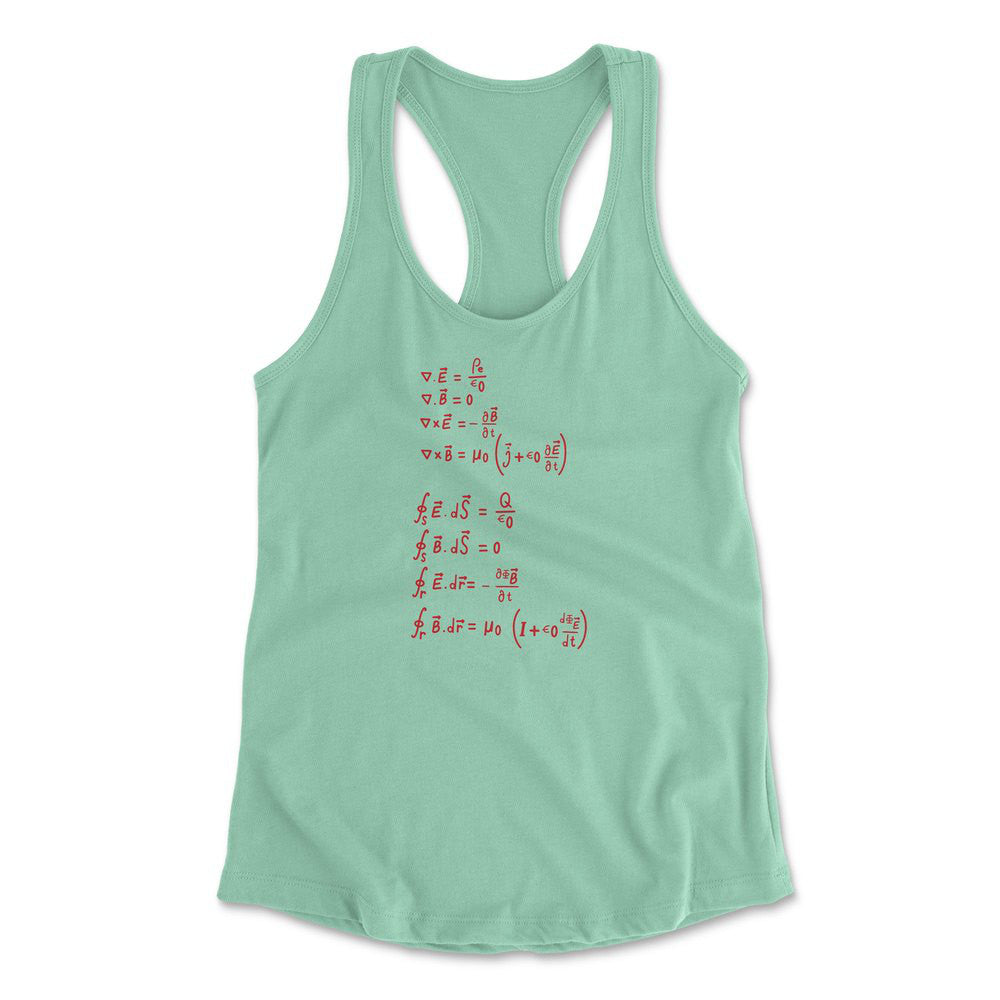 Physics Formula Womens Racerback Tank in Mint color
