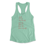 Physics Formula Womens Racerback Tank in Mint color