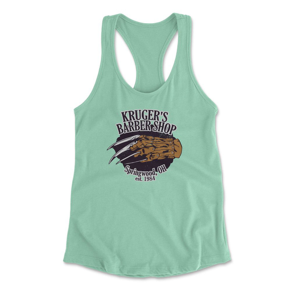 Krugers Barbershop Womens Racerback Tank in Mint color