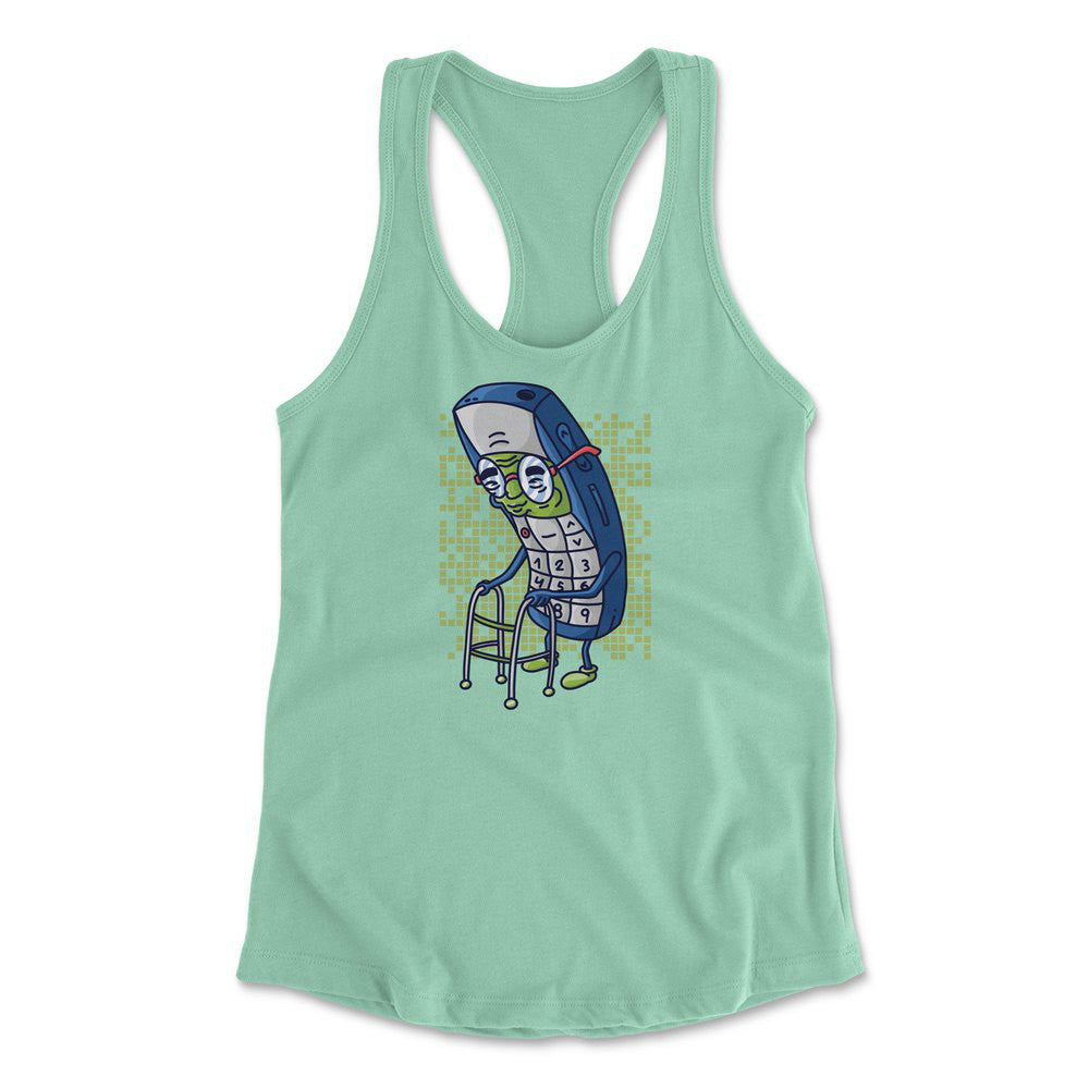 Old Nokia Cellphone Womens Racerback Tank in Mint color