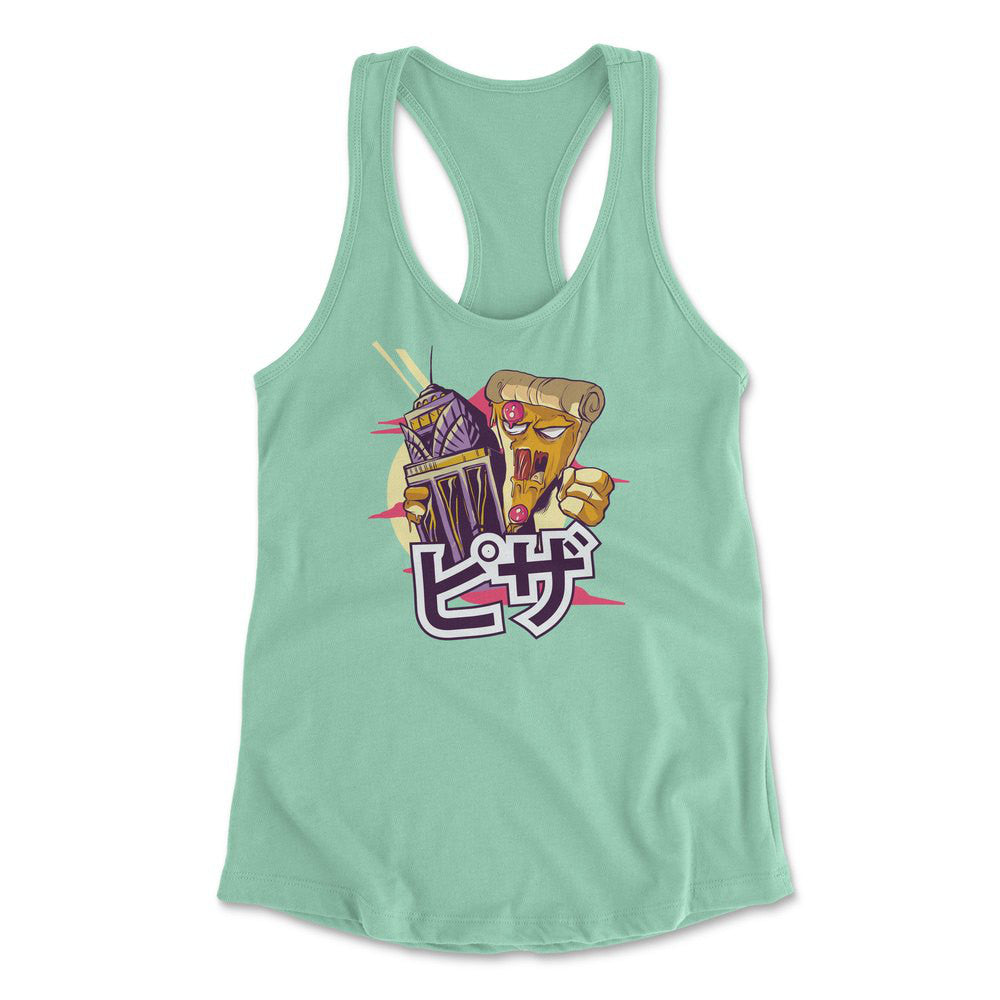 Pizza Kong Womens Racerback Tank in Mint color