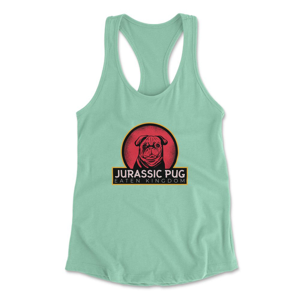 Jurassic Pug Womens Racerback Tank in Mint color