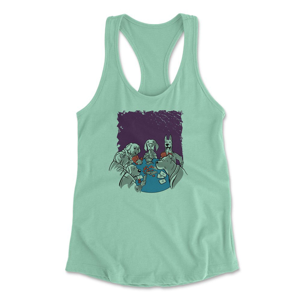 Poker Dogs Womens Racerback Tank in Mint color