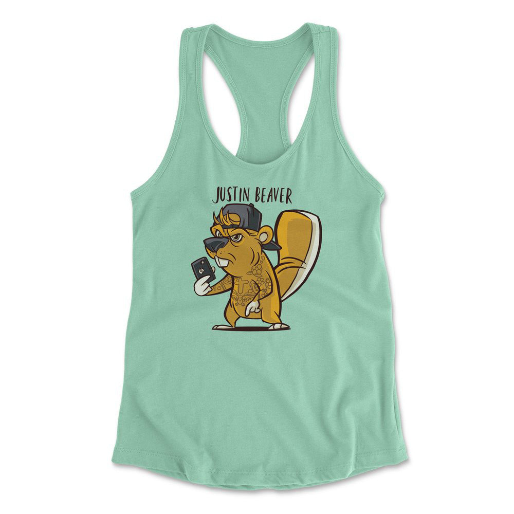 Justin Beaver Womens Racerback Tank in Mint color