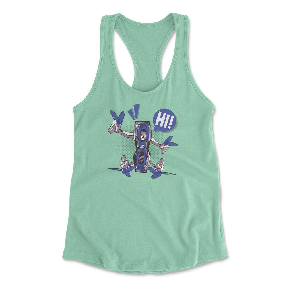Quadcopter Robot Womens Racerback Tank in Mint color