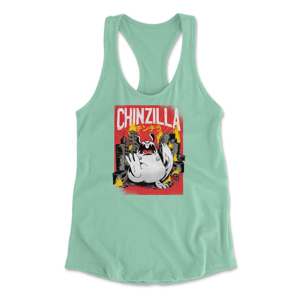 Chinzilla Monster Womens Racerback Tank in Mint color