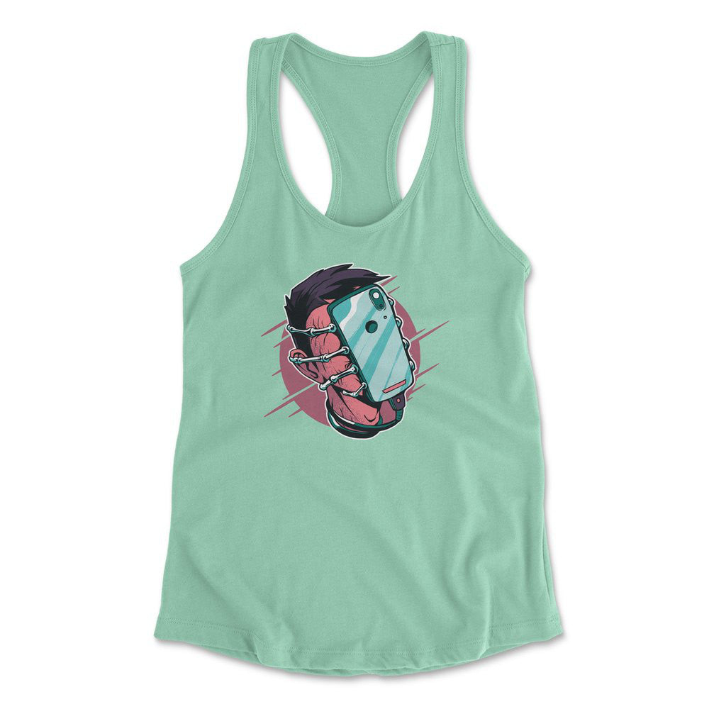 Phone Face Hugger Womens Racerback Tank in Mint color
