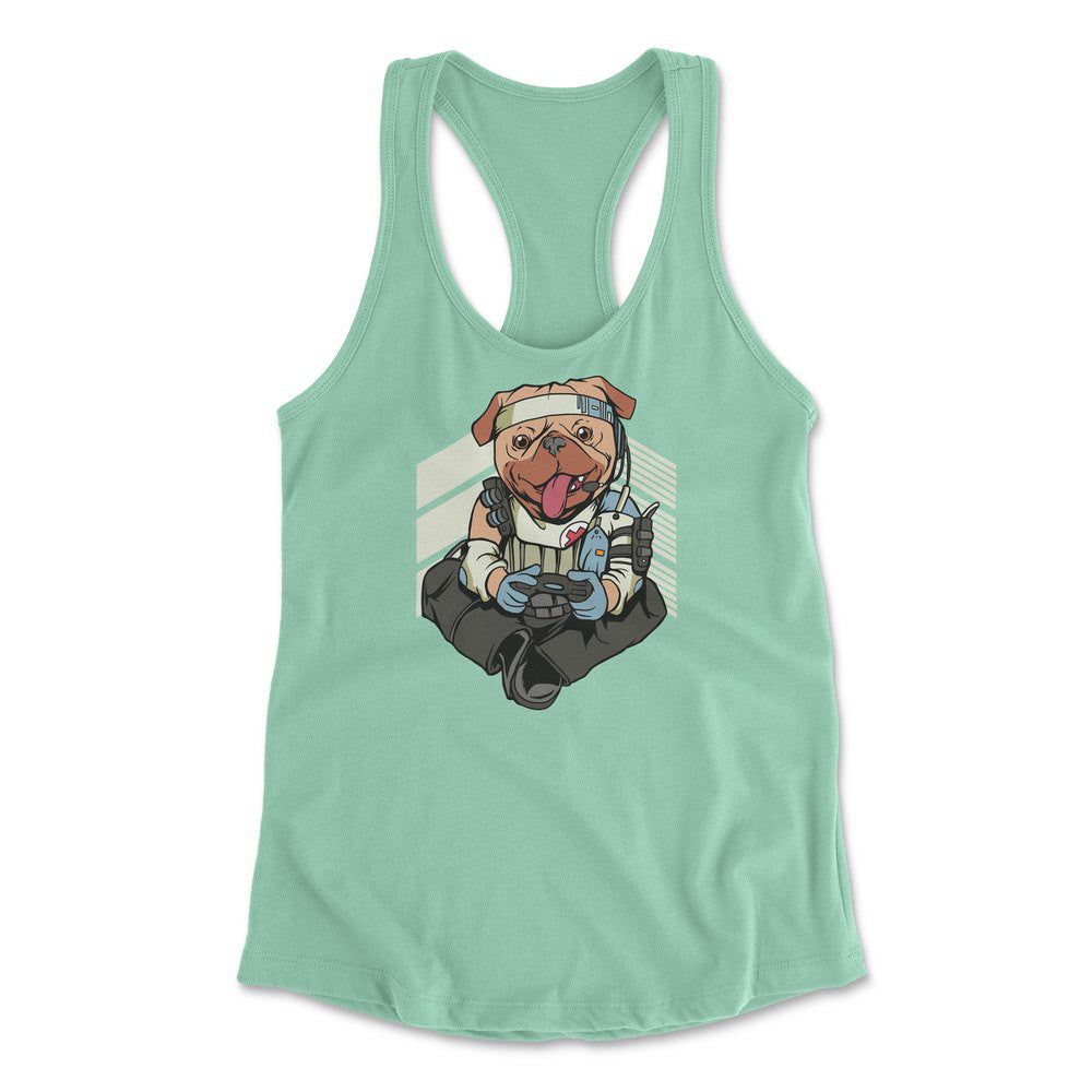 Lifeline Pug Apex Gamer Womens Racerback Tank in Mint color