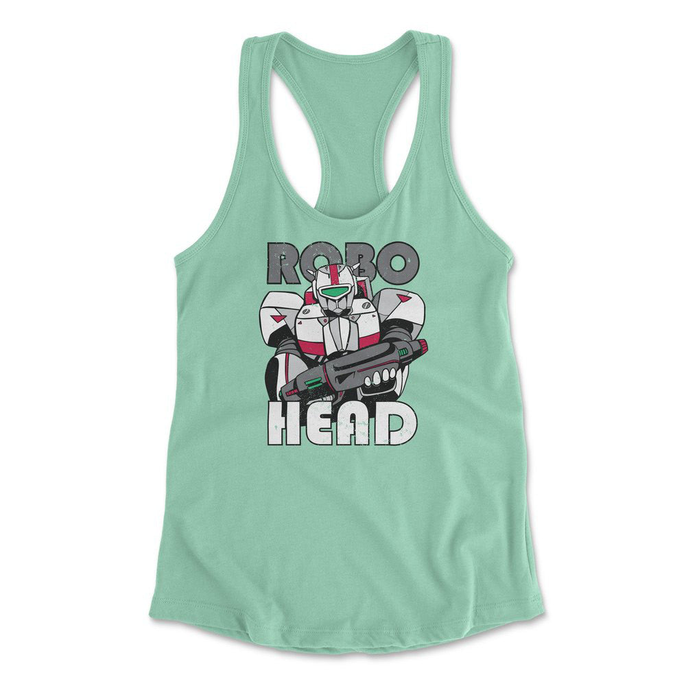 Robo Head Womens Racerback Tank in Mint color