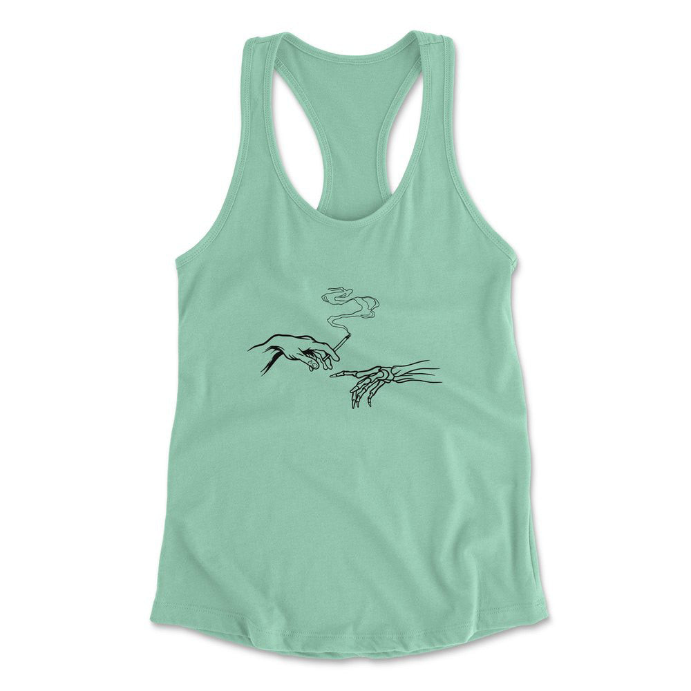 Creation Of Adam - Smoking Womens Racerback Tank in Mint color