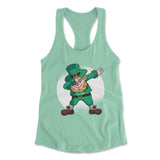 Leprechaun Dabbing Womens Racerback Tank in Mint color