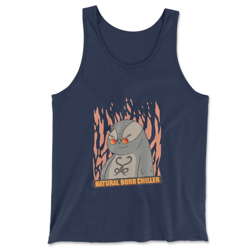 Natural Born Chiller Men/Unisex Tank in Navy color