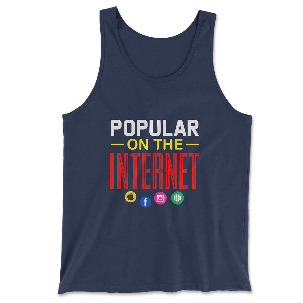 Popular On The Internet Men/Unisex Tank in Navy color